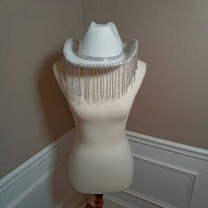 Cowgirl Rhinestone Bling White Hat